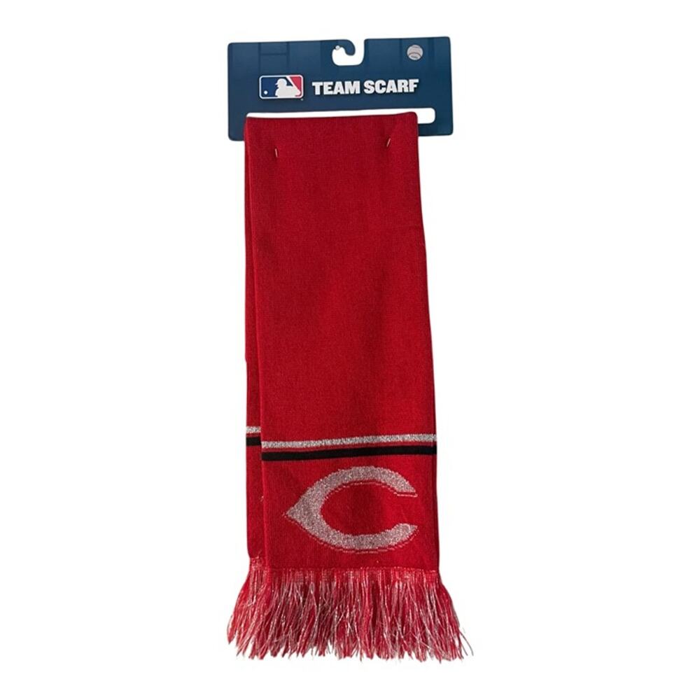 MLB Cincinnati Reds Team Scarf Red Knit Fringe Scarf NWT